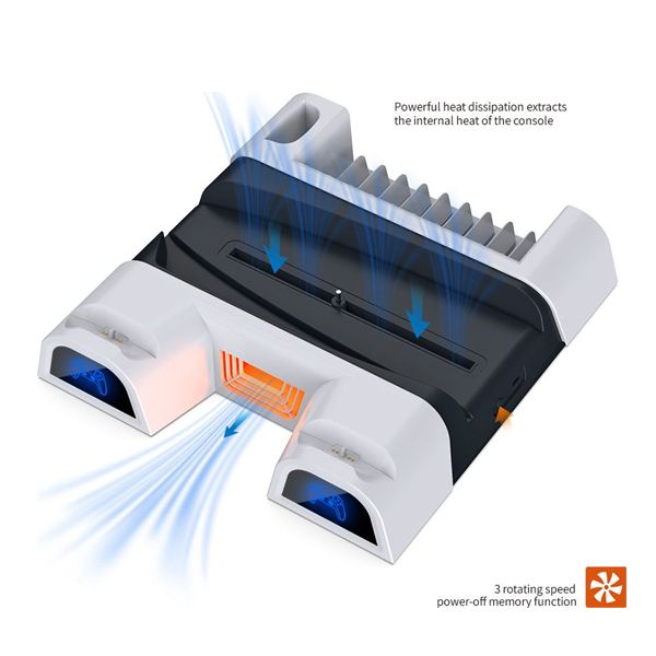 Многофункциональная охлаждающая док-станция DOBE для PS5 (TP5-05100)_4 Многофункциональный стенд-подставка с охлаждением для PS5 (DOBE TP5-05100)